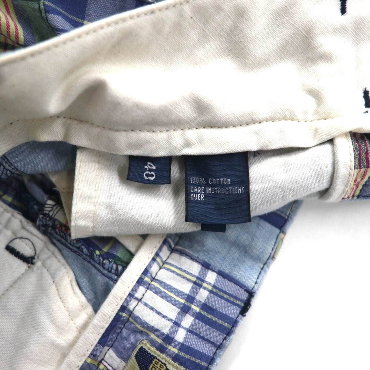 Polo by Ralph Lauren 90年代 パッチワーク ショートパンツ ハーフパンツ XL ブルー チェック India Madras