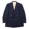 日本然リトテ-古着オンライン-Burberrys オールド ダブル テーラードジャケット 98-88-175 AB6 ネイビー チェック ウール ギャバジン 金ボタン 飾りボタン ピークドラペル 日本製-Burberrys Vintage Double Tailored Jacket 98-88-175 AB6 Navy Checked Wool Gabardine Gold Buttons Decorative Buttons Peak Lapel Japan Made
