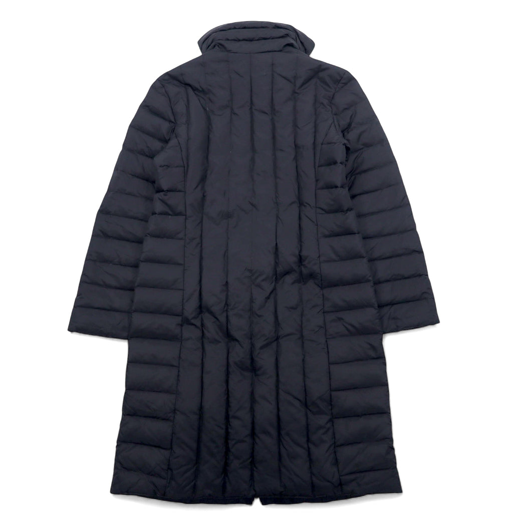 GUESS 90s High Neck Down Coat M Black Nylon Double Zip Logo Embroidery