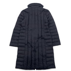 GUESS 90s High Neck Down Coat M Black Nylon Double Zip Logo Embroidery