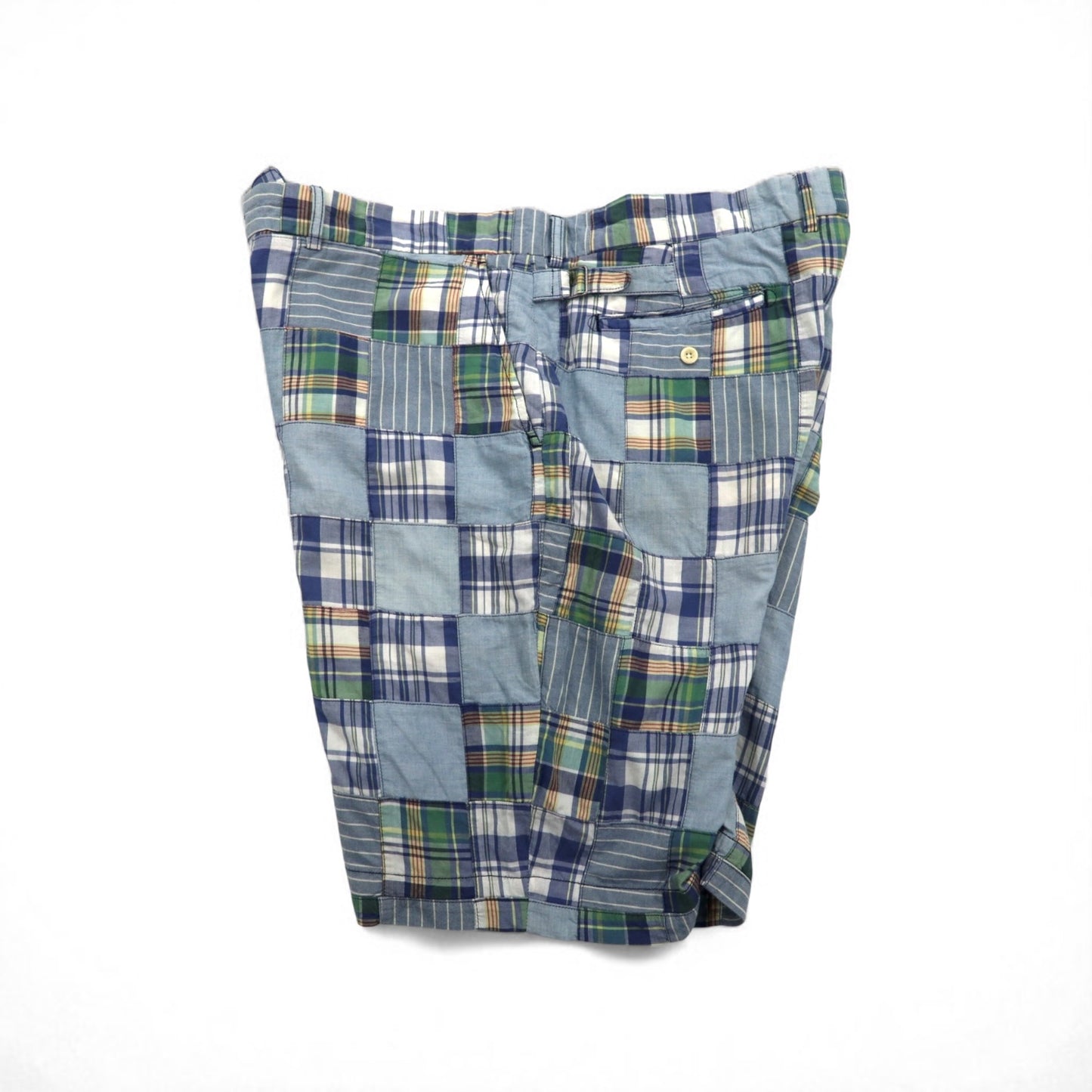 Polo by Ralph Lauren 90年代 パッチワーク ショートパンツ ハーフパンツ XL ブルー チェック India Madras