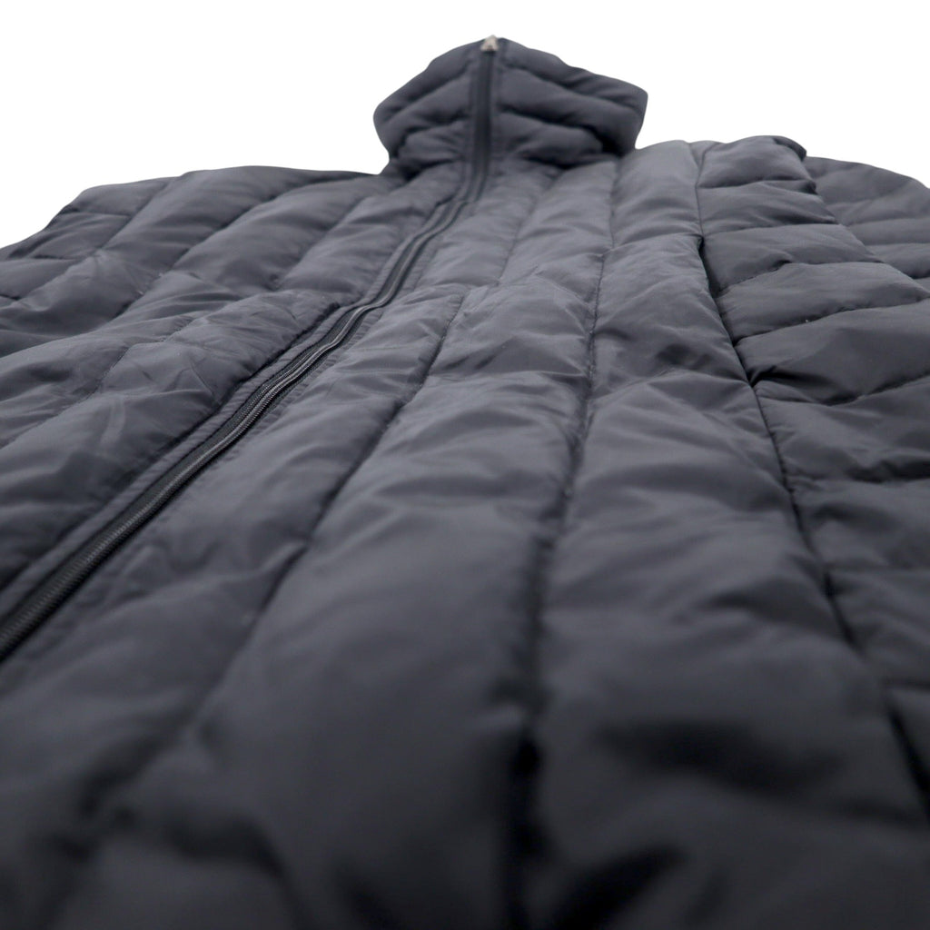 GUESS 90s High Neck Down Coat M Black Nylon Double Zip Logo Embroidery
