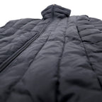 GUESS 90s High Neck Down Coat M Black Nylon Double Zip Logo Embroidery