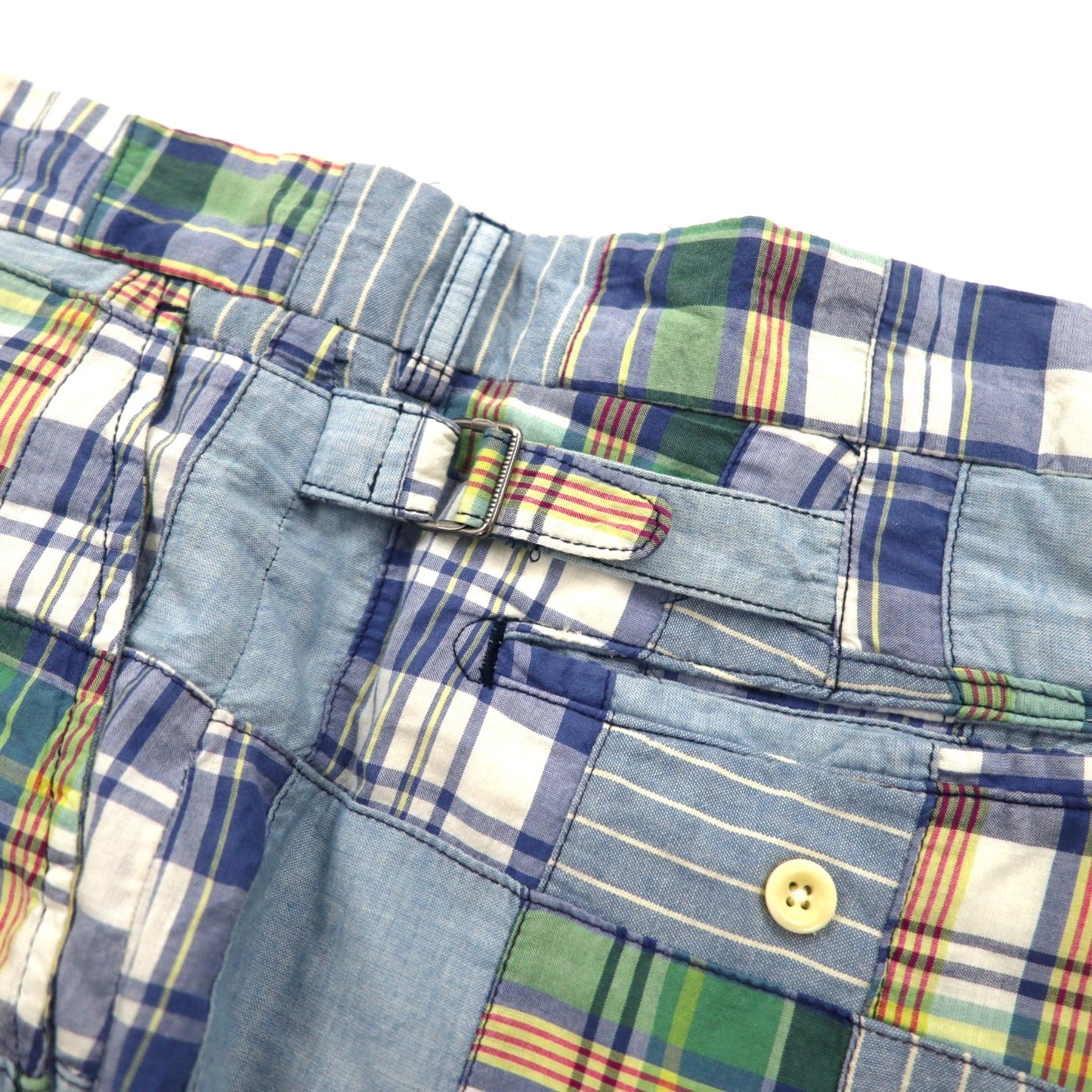Polo by Ralph Lauren 90年代 パッチワーク ショートパンツ ハーフパンツ XL ブルー チェック India Madras