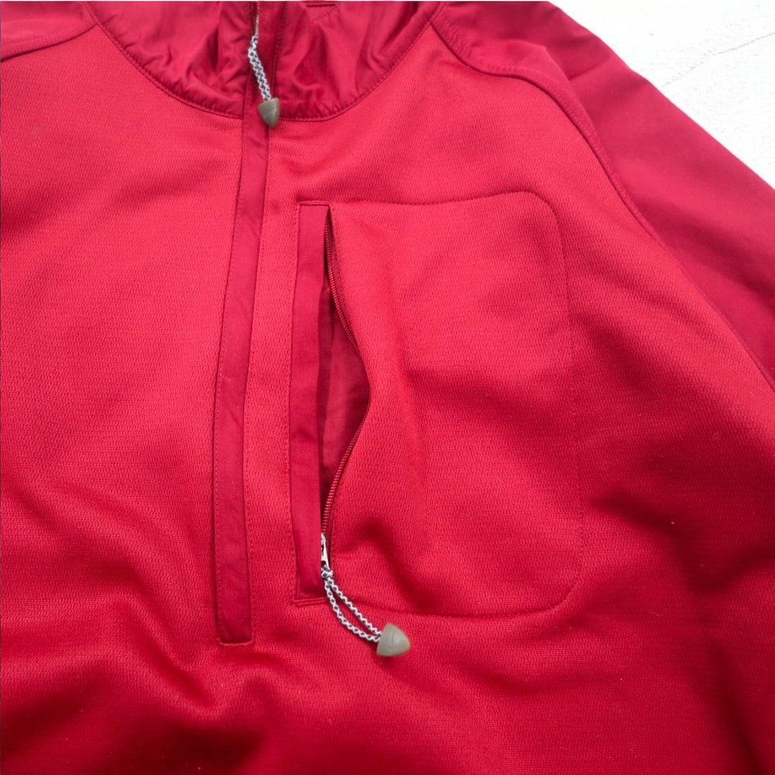 NIKE GOLF Half-Zip Track Jacket Jersey L Red Fleece Liner THERMA FIT Swoosh Logo