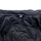 GUESS 90s High Neck Down Coat M Black Nylon Double Zip Logo Embroidery