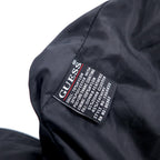 GUESS 90s High Neck Down Coat M Black Nylon Double Zip Logo Embroidery