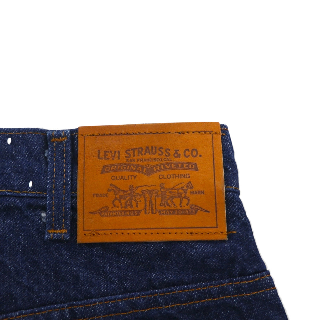 Levi's 80s USA Made 509 Denim Jeans, Size L, Indigo, 40509-0215, Orange Tab, Dark Navy, Zipper Fly, Leather Patch