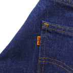 Levi's 80s USA Made 509 Denim Jeans, Size L, Indigo, 40509-0215, Orange Tab, Dark Navy, Zipper Fly, Leather Patch