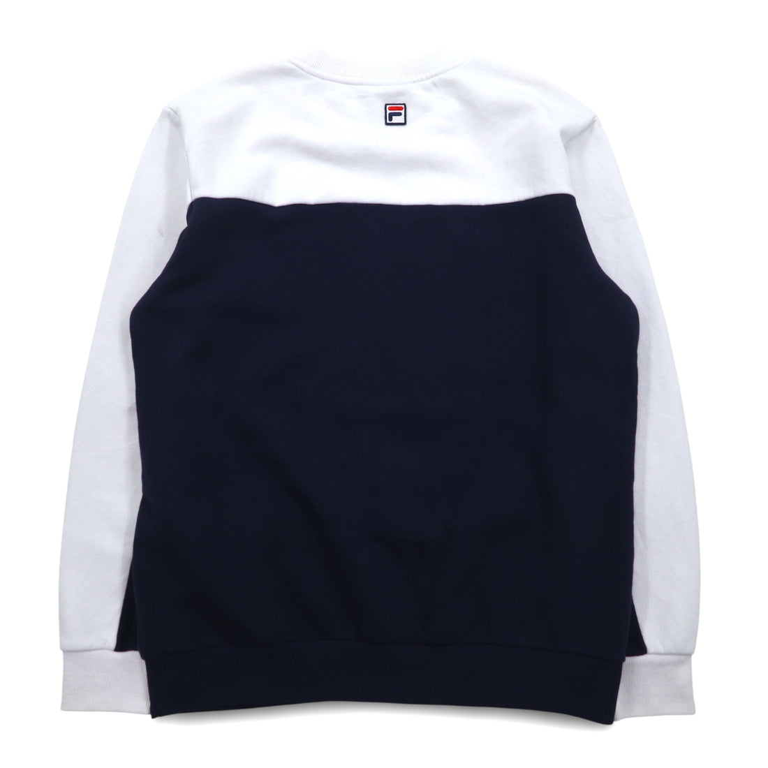 FILA Oversized Logo Print Sweatshirt S White Navy Cotton Fleece Lining