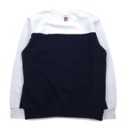 FILA Oversized Logo Print Sweatshirt S White Navy Cotton Fleece Lining