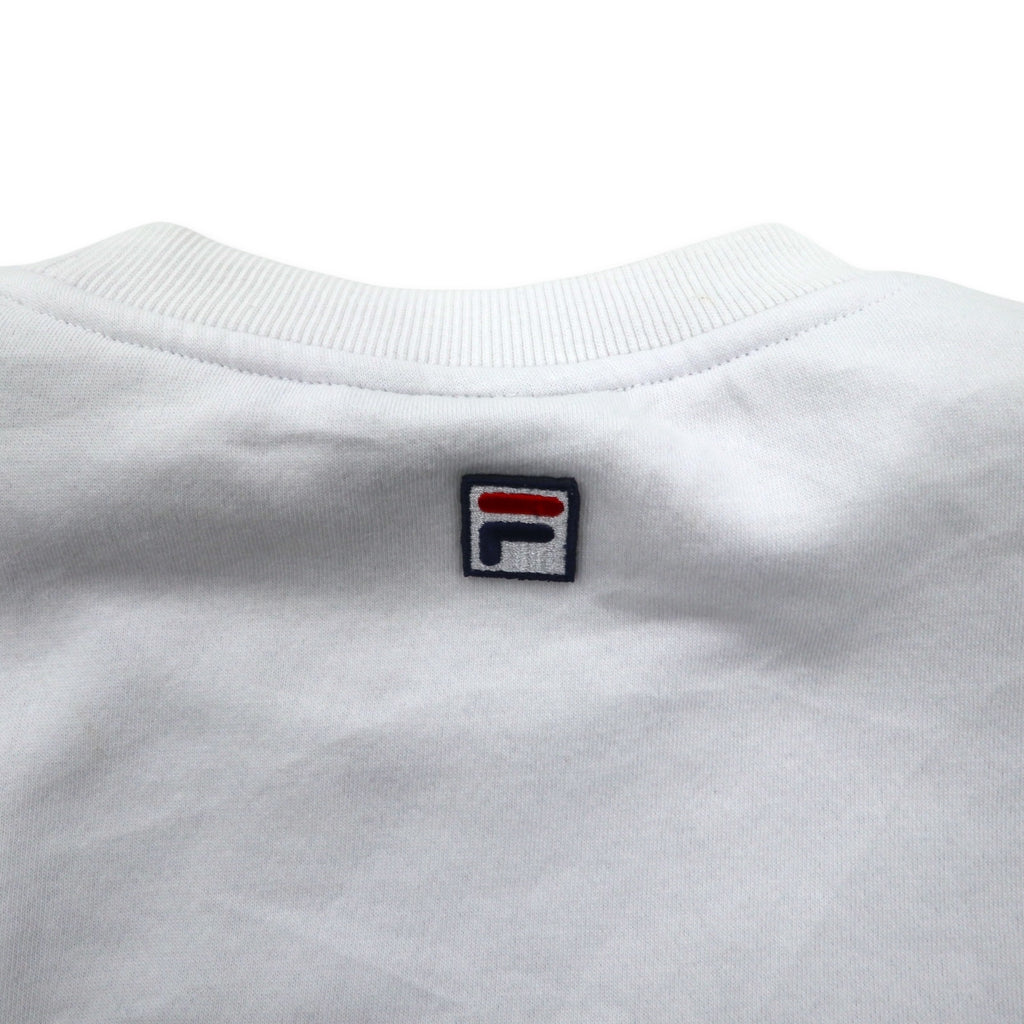 FILA Oversized Logo Print Sweatshirt S White Navy Cotton Fleece Lining