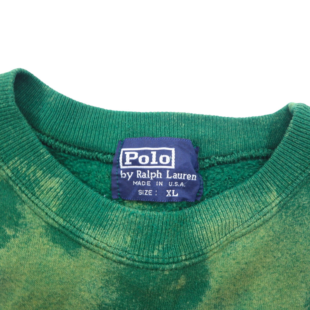 Polo by Ralph Lauren 90s USA made tie-dye sweatshirt XL green cotton stars and stripes POLO SPORT embroidery