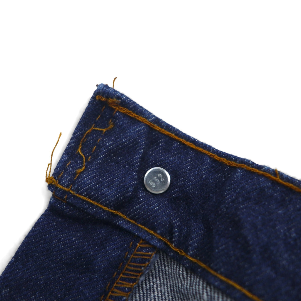 Levi's 80s USA Made 509 Denim Jeans, Size L, Indigo, 40509-0215, Orange Tab, Dark Navy, Zipper Fly, Leather Patch