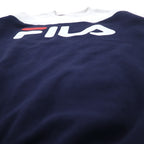 FILA Oversized Logo Print Sweatshirt S White Navy Cotton Fleece Lining