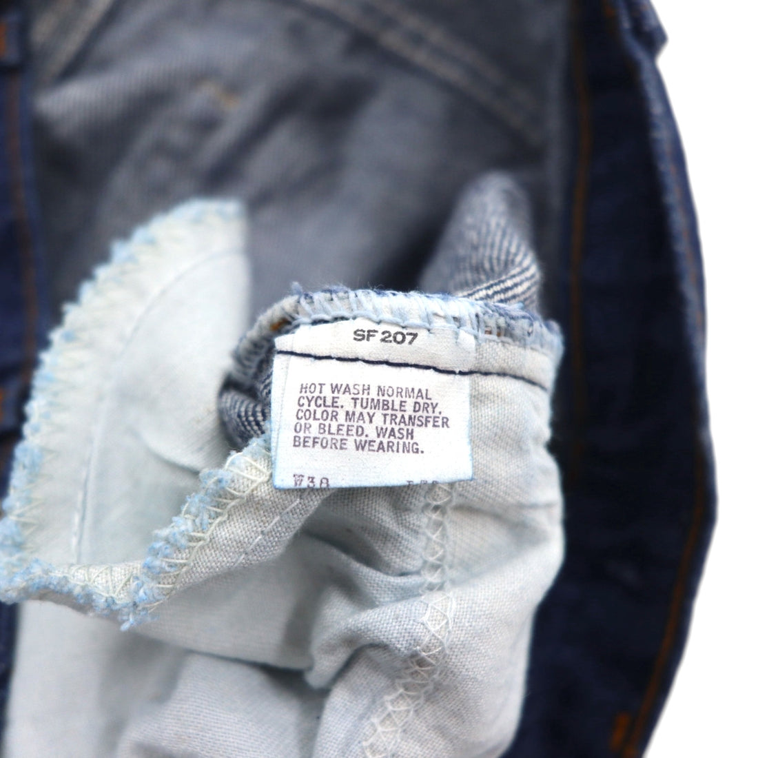 Levi's 80s USA Made 509 Denim Jeans, Size L, Indigo, 40509-0215, Orange Tab, Dark Navy, Zipper Fly, Leather Patch