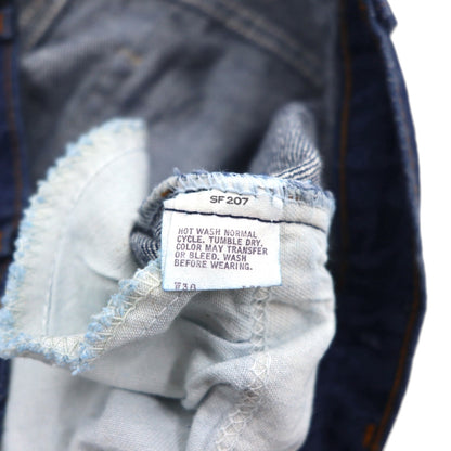 Levi's 80s USA Made 509 Denim Jeans, Size L, Indigo, 40509-0215, Orange Tab, Dark Navy, Zipper Fly, Leather Patch