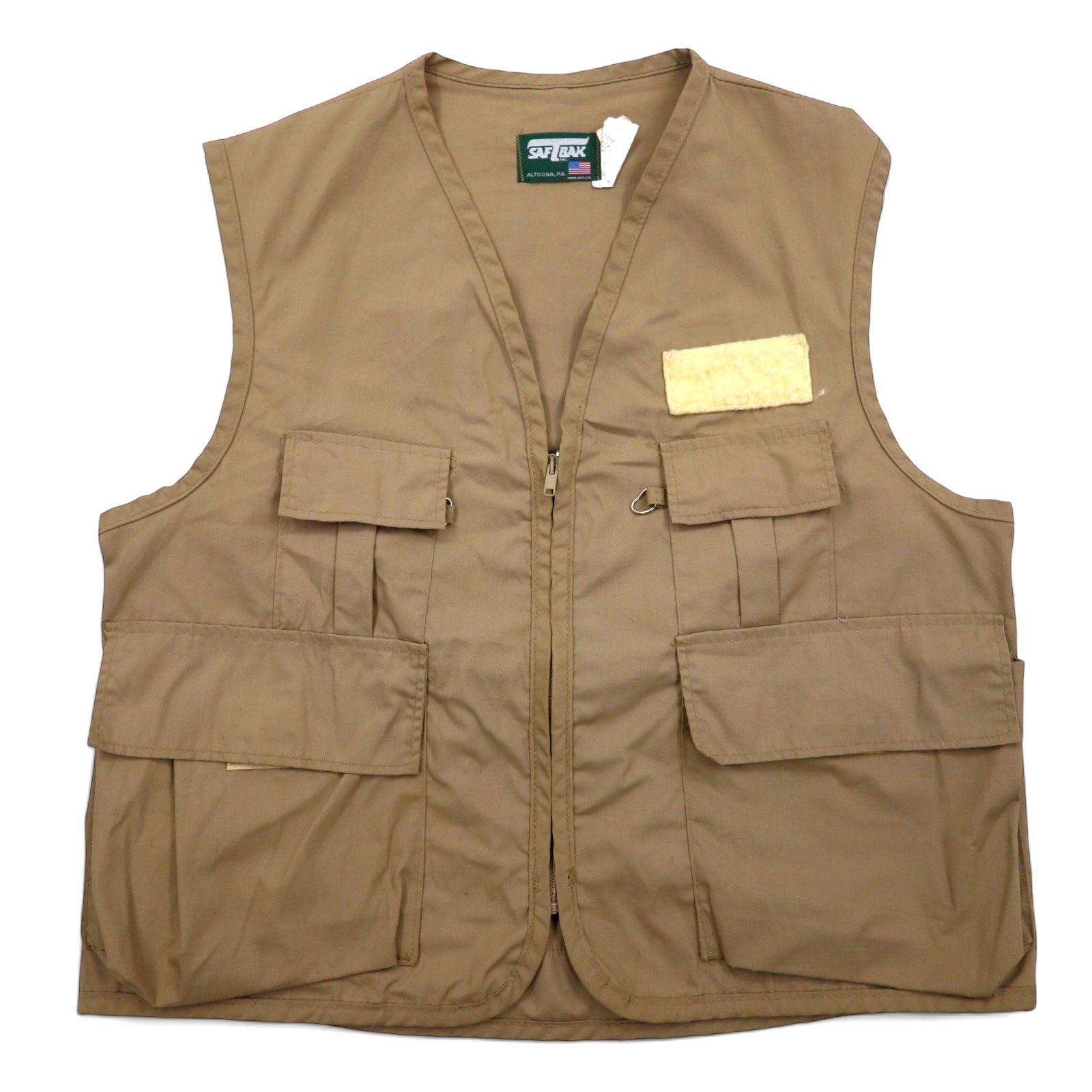 日本然リトテ-古着オンライン-USA製 90年代 SAFTBAK フィッシングベスト ハンティングベスト L ベージュ IDEAL ジップ-USA Made 90's SAFTBAK Fishing Vest Hunting Vest L Beige IDEAL Zip