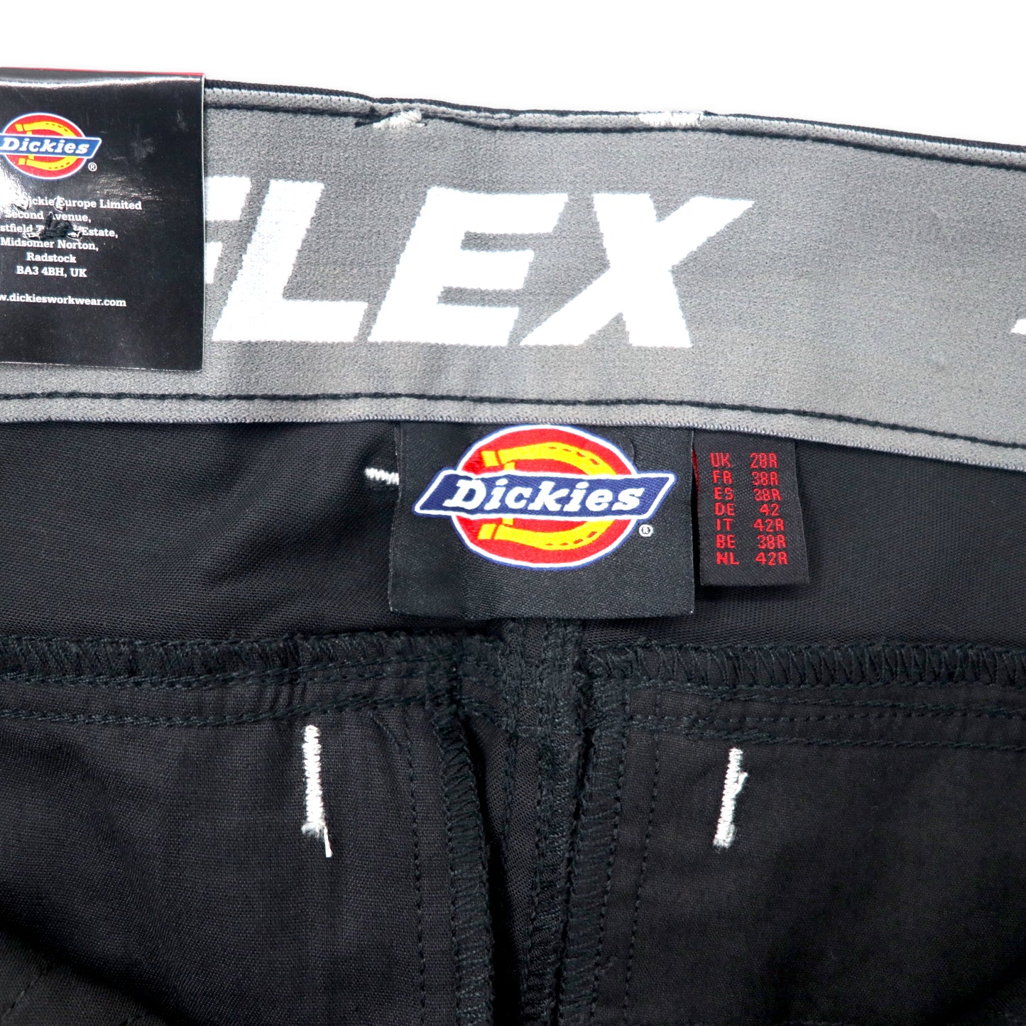 Dickies EUROPE ダブルニー カーゴパンツ 28R ブラック コットン CORDURA ユーロ企画 UNIVERSAL FLEX TRS デッドストック 未使用品