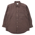 日本然リトテ-古着オンライン-Burberrys オールド フランネルシャツ LY ブラウン チェック ウール ワンポイントロゴ刺繍 日本製-Burberrys Vintage Flannel Shirt LY Brown Checked Wool One Point Logo Embroidery Japan Made