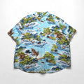 RALPH LAUREN Japanese pattern big size button down aloha shirt 3XL blue rayon viscose all over pattern