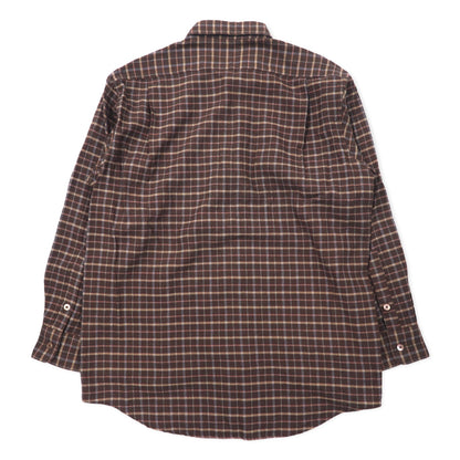 Burberrys Old Flannel Shirt LY Brown Check Wool One Point Logo Embroidery Made in Japan