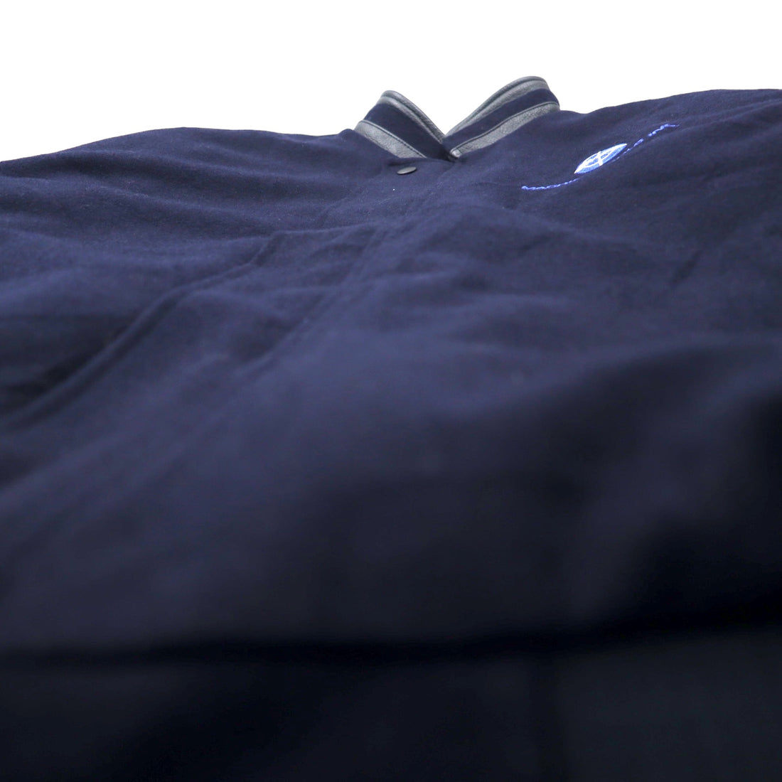 90s NORTH END Leather Sleeve Stadium Jacket L Navy Wool Removable Quilted Liner EZEM SYSTEM Padding