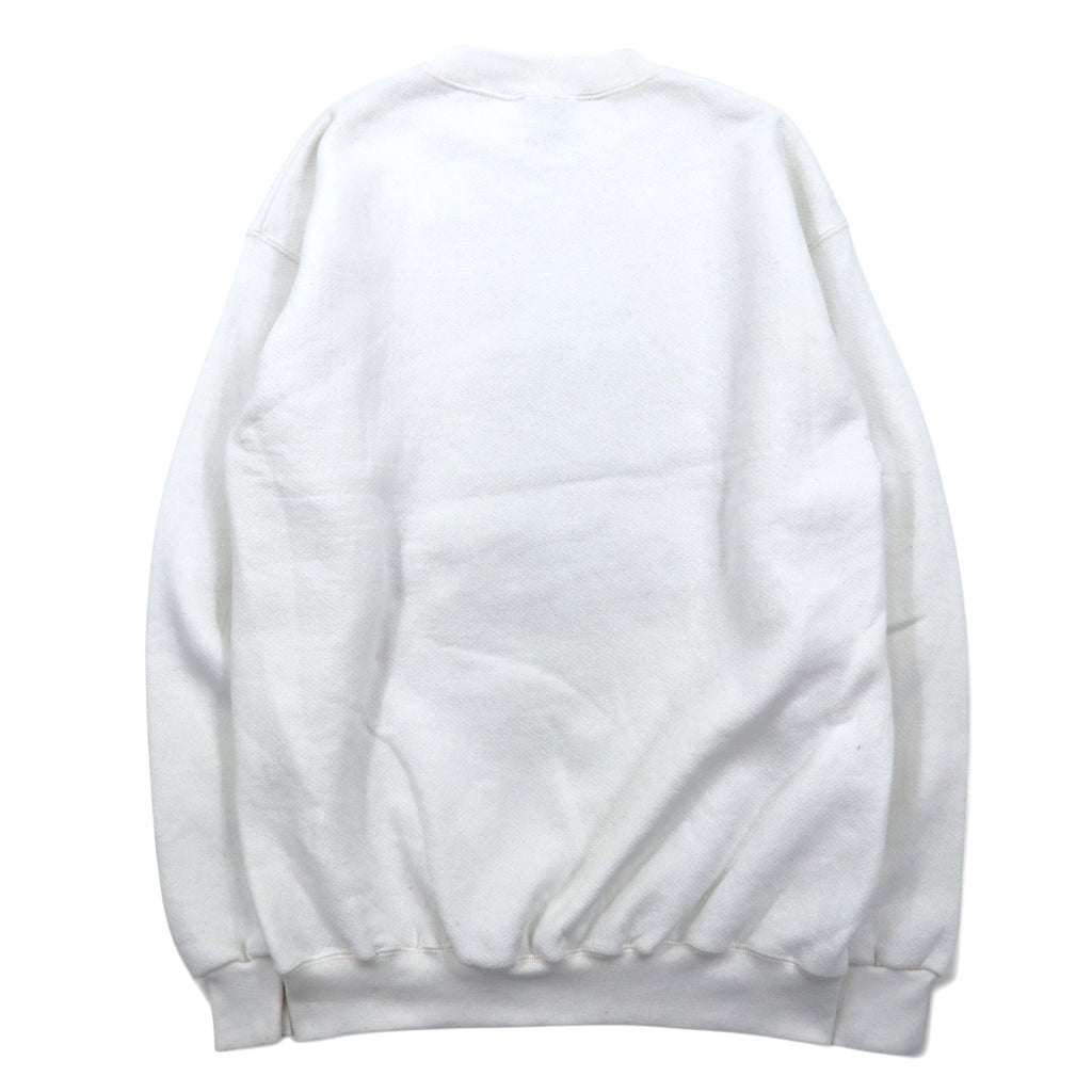 Made in USA 90s TULTEX Animal Print Sweatshirt M White Cotton NORTH AMERICAN Wolf Timberwolf