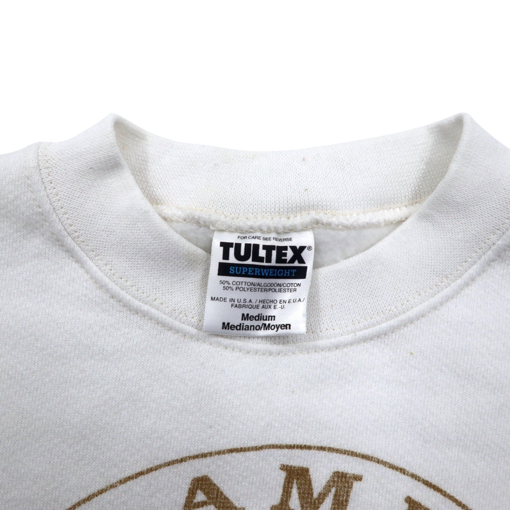 Made in USA 90s TULTEX Animal Print Sweatshirt M White Cotton NORTH AMERICAN Wolf Timberwolf