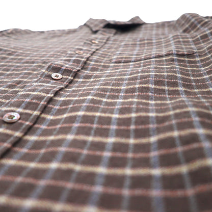Burberrys Old Flannel Shirt LY Brown Check Wool One Point Logo Embroidery Made in Japan