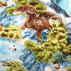 RALPH LAUREN Japanese pattern big size button down aloha shirt 3XL blue rayon viscose all over pattern