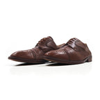 MANAGER Italian-made full brogue dress shoes, size 28cm, brown leather with medallion detail