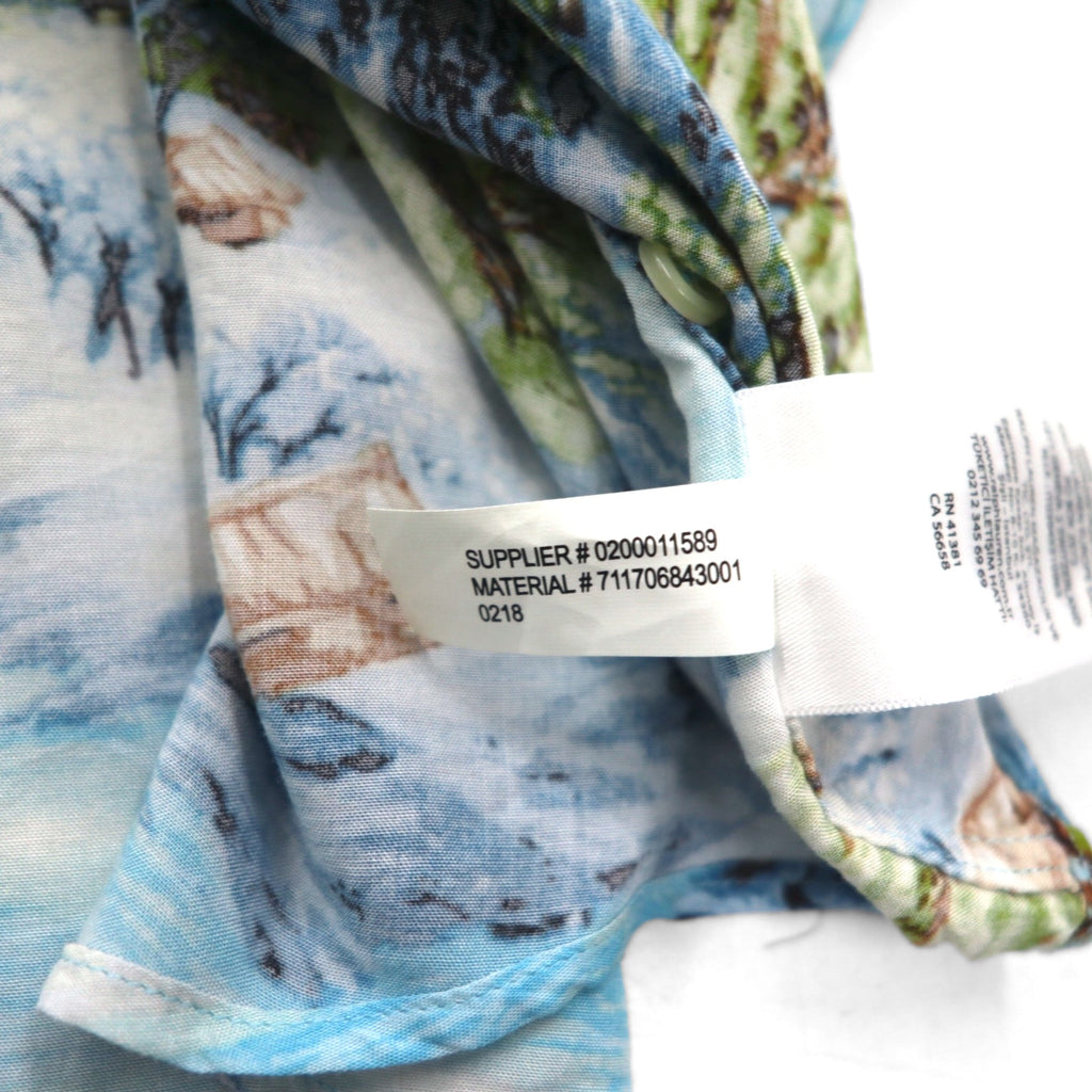 RALPH LAUREN Japanese pattern big size button down aloha shirt 3XL blue rayon viscose all over pattern