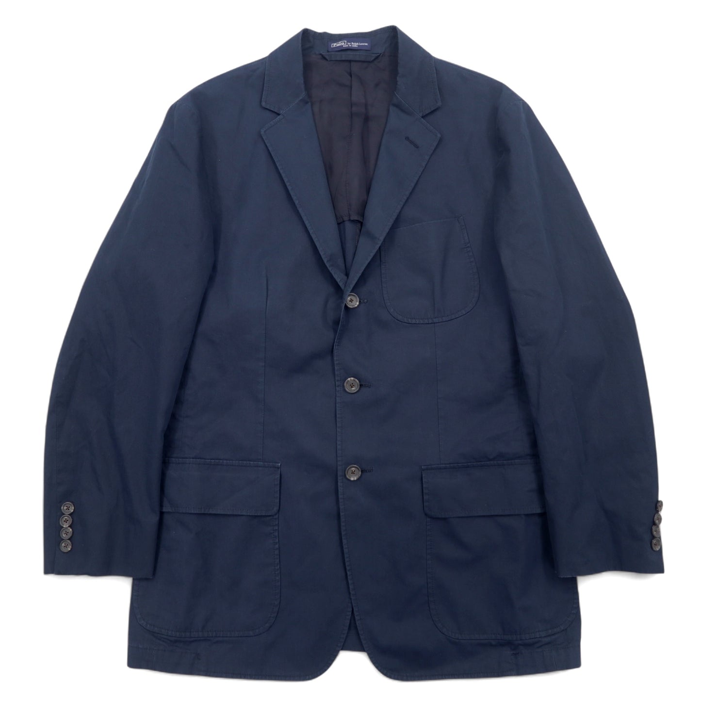 日本然リトテ-古着オンライン-Polo by Ralph Lauren 3B テーラードジャケット L ネイビー コットン-Polo by Ralph Lauren 3B Tailored Jacket L Navy Cotton