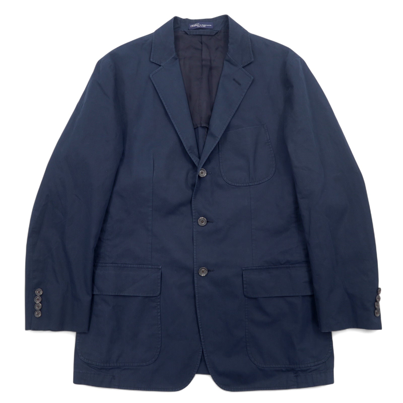日本然リトテ-古着オンライン-Polo by Ralph Lauren 3B テーラードジャケット L ネイビー コットン-Polo by Ralph Lauren 3B Tailored Jacket L Navy Cotton