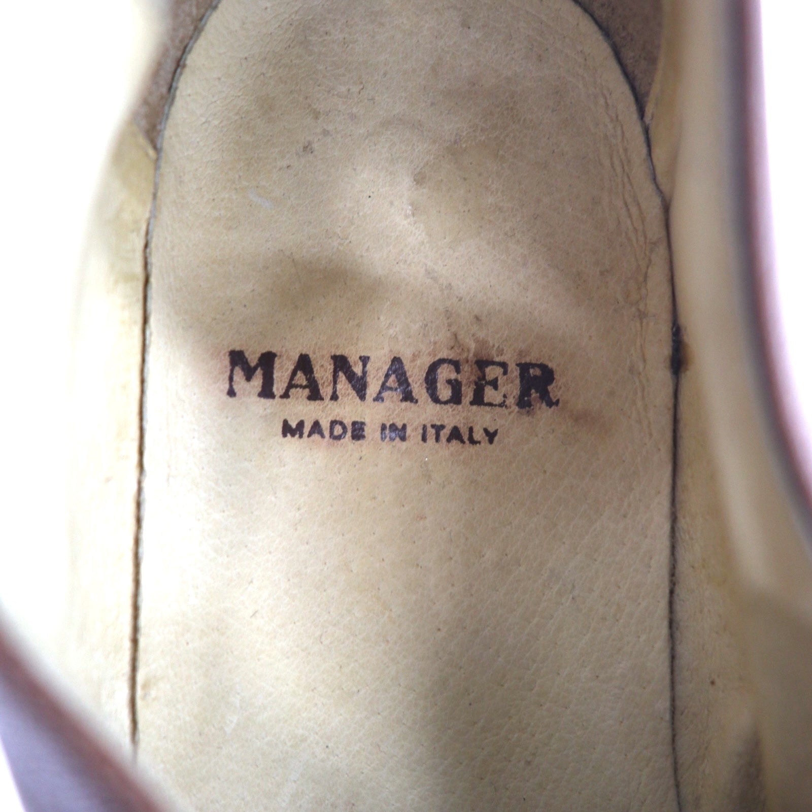 MANAGER Italian-made full brogue dress shoes, size 28cm, brown leather with medallion detail