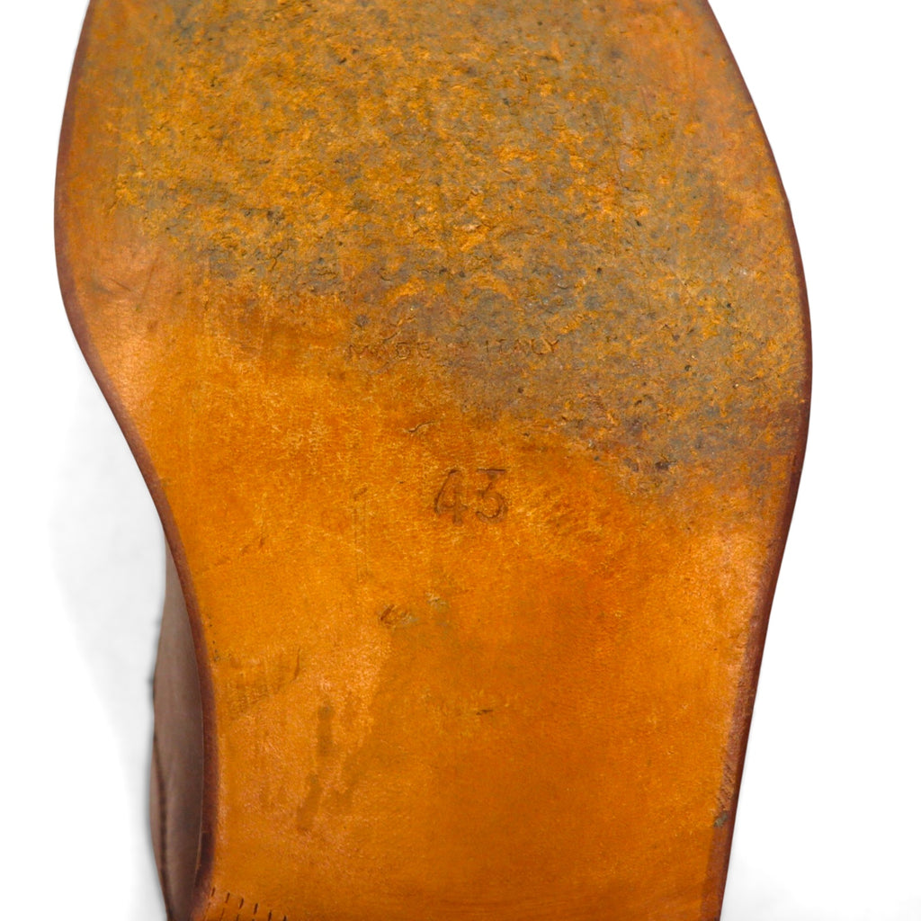 MANAGER Italian-made full brogue dress shoes, size 28cm, brown leather with medallion detail