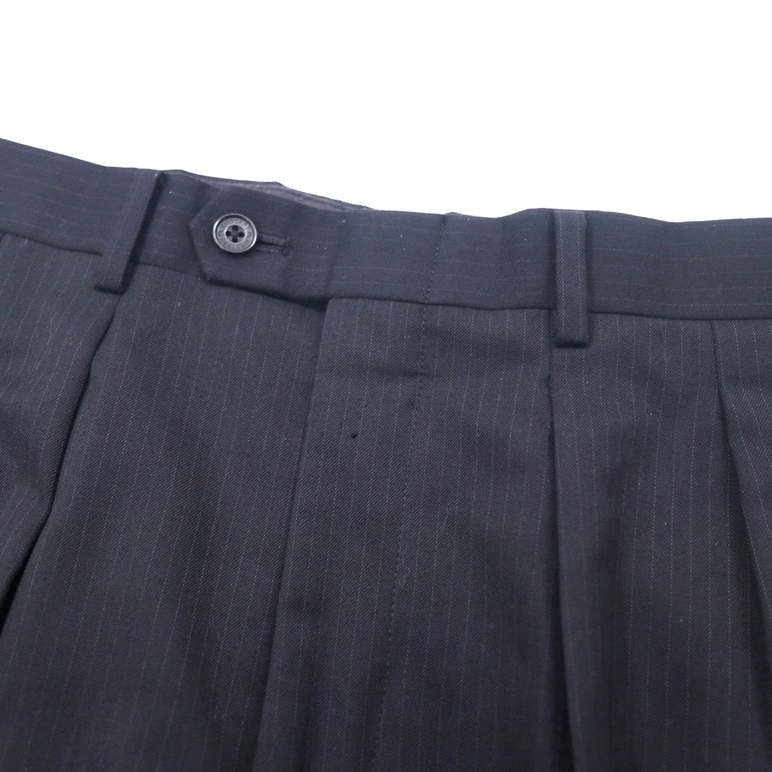 BURBERRY BLACK LABEL 3B Suit Set Up 42R Black Stripe Wool SUPER 100's Sheepskin Made in Japan