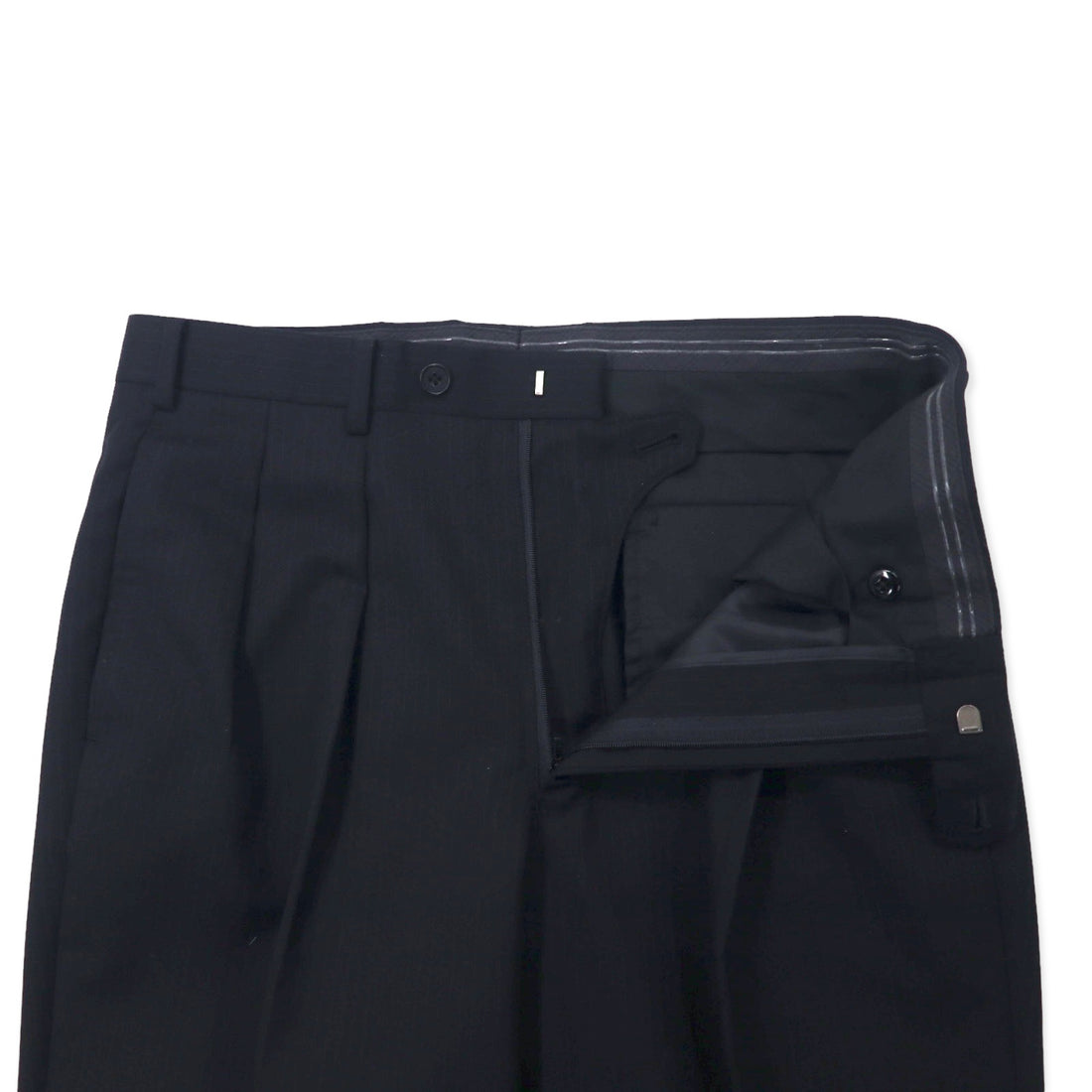 BURBERRY BLACK LABEL 3B Suit Set Up 42R Black Stripe Wool SUPER 100's Sheepskin Made in Japan