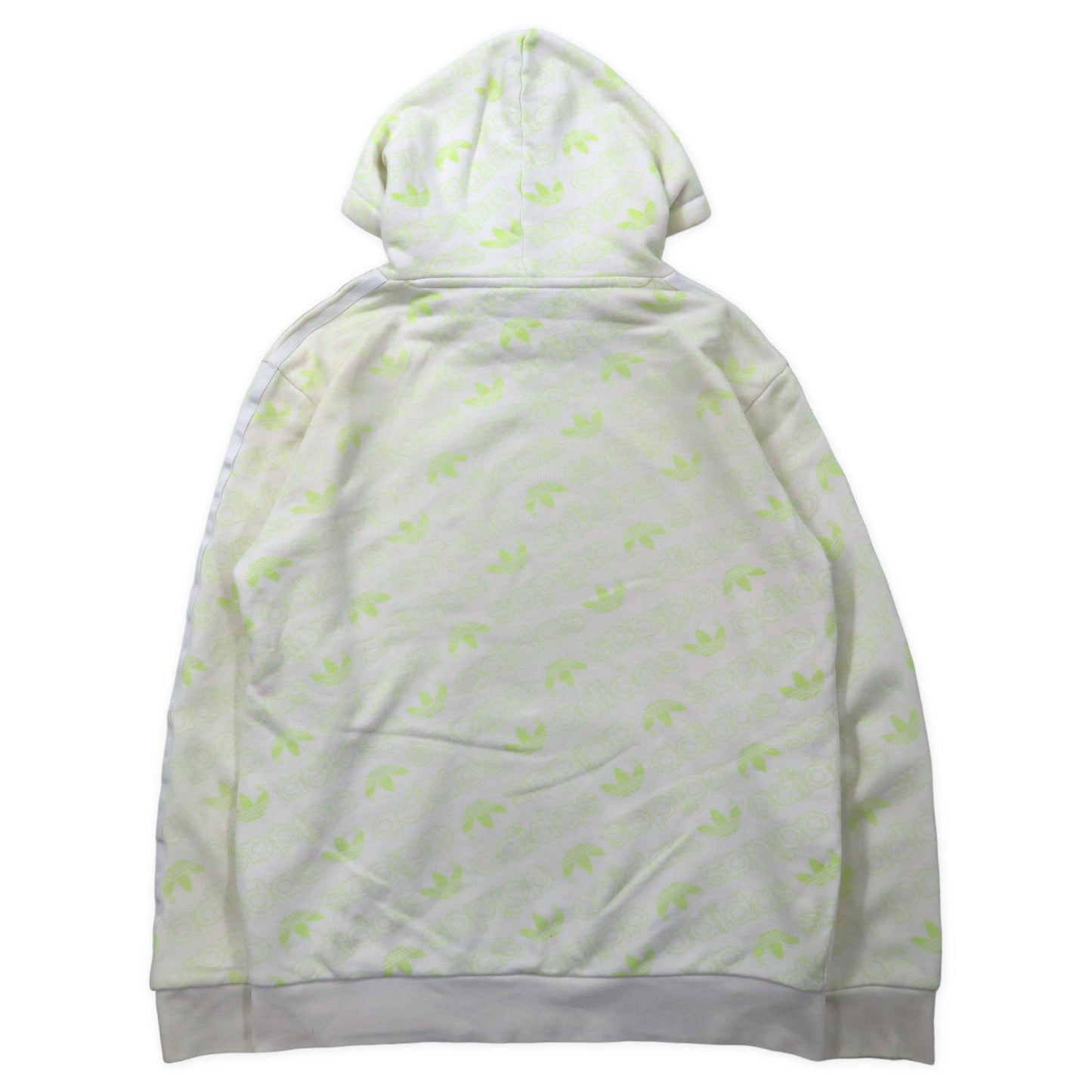 adidas originals プルオーバーパーカー M ホワイト コットン 総柄 トレフォイルロゴ 3ストライプ MONO HOODIE ED7050