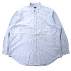 日本然リトテ-古着オンライン-Ralph Lauren 90年代 オックスフォード ボタンダウンシャツ 18-36 ブルー コットン スモールポニー 刺繍 YARMOUTH-Ralph Lauren 90's Oxford button-down Shirts 18-36 Blue Cotton Small Pony Embroidery YARMOUTH