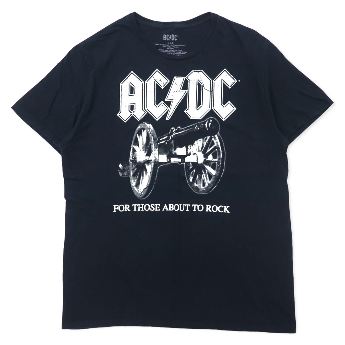 日本然リトテ-古着オンライン-AC/DC バンドTシャツ L ブラック コットン FOR THOSE ABOUT TO ROCK エルサルバドル製-AC/DC Band T-Shirt L Black Cotton FOR THOSE ABOUT TO ROCK El Salvador Made