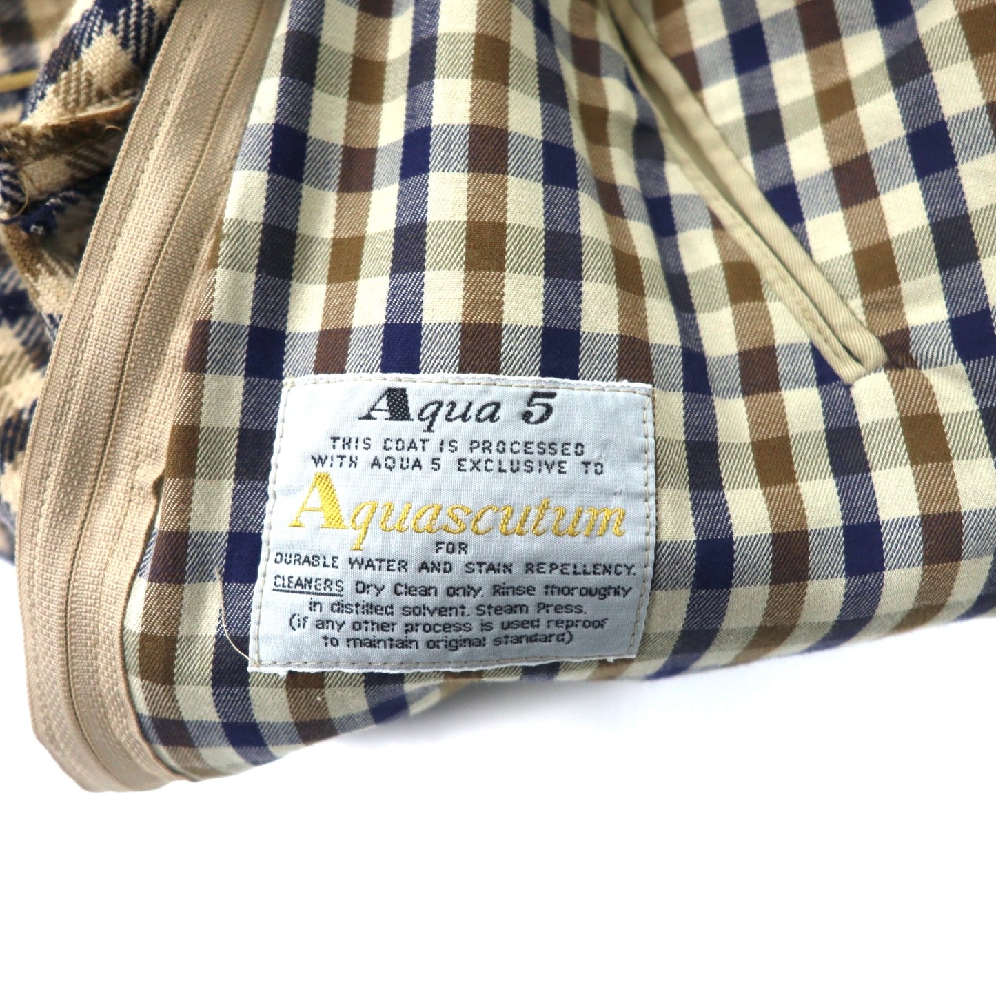 Aquascutum イングランド製 80年代 ステンカラーコート L ベージュ コットン 防水 ライナー着脱式 Aqua5