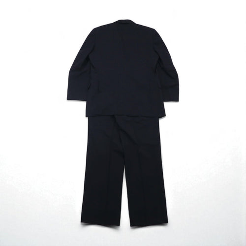 BURBERRY 90s PRESTIGE COLLECTION Made in Japan Peak Lapel Double-Breasted Suit, Size M, Navy Wool
