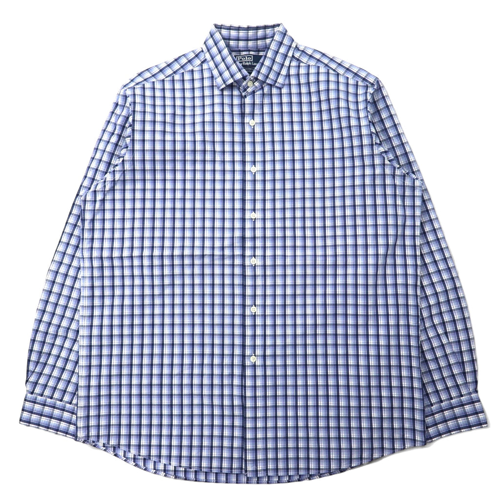 日本然リトテ-古着オンライン-Polo by Ralph Lauren 90年代 ドレスシャツ L ブルー チェック コットン WESTERTON-Polo by Ralph Lauren 90's Dress Shirt L Blue Checked Cotton WESTERTON