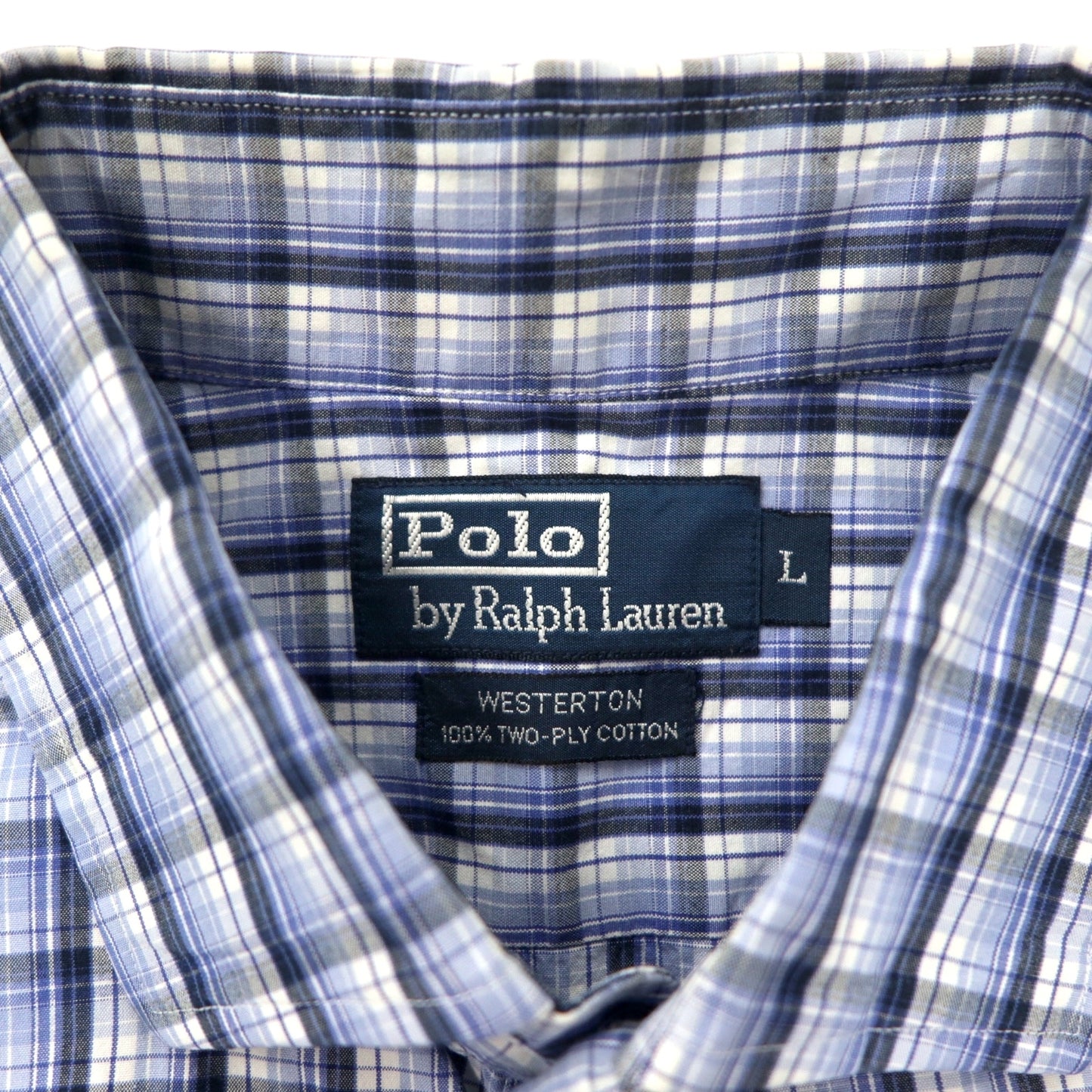 Polo by Ralph Lauren 90年代 ドレスシャツ L ブルー チェック コットン WESTERTON