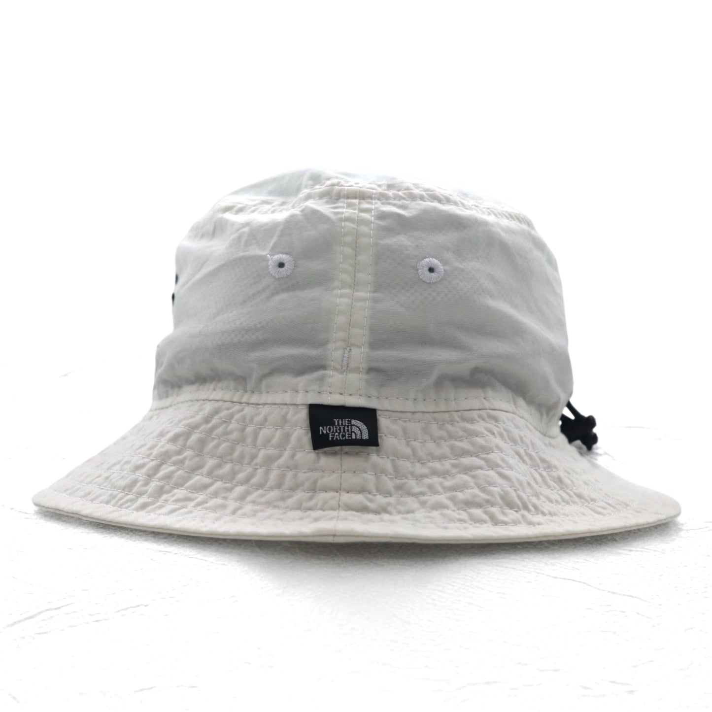 THE NORTH FACE UVケア ステッチハット バケットハット M ホワイト ナイロン 刺繍 ドローコード NN01629