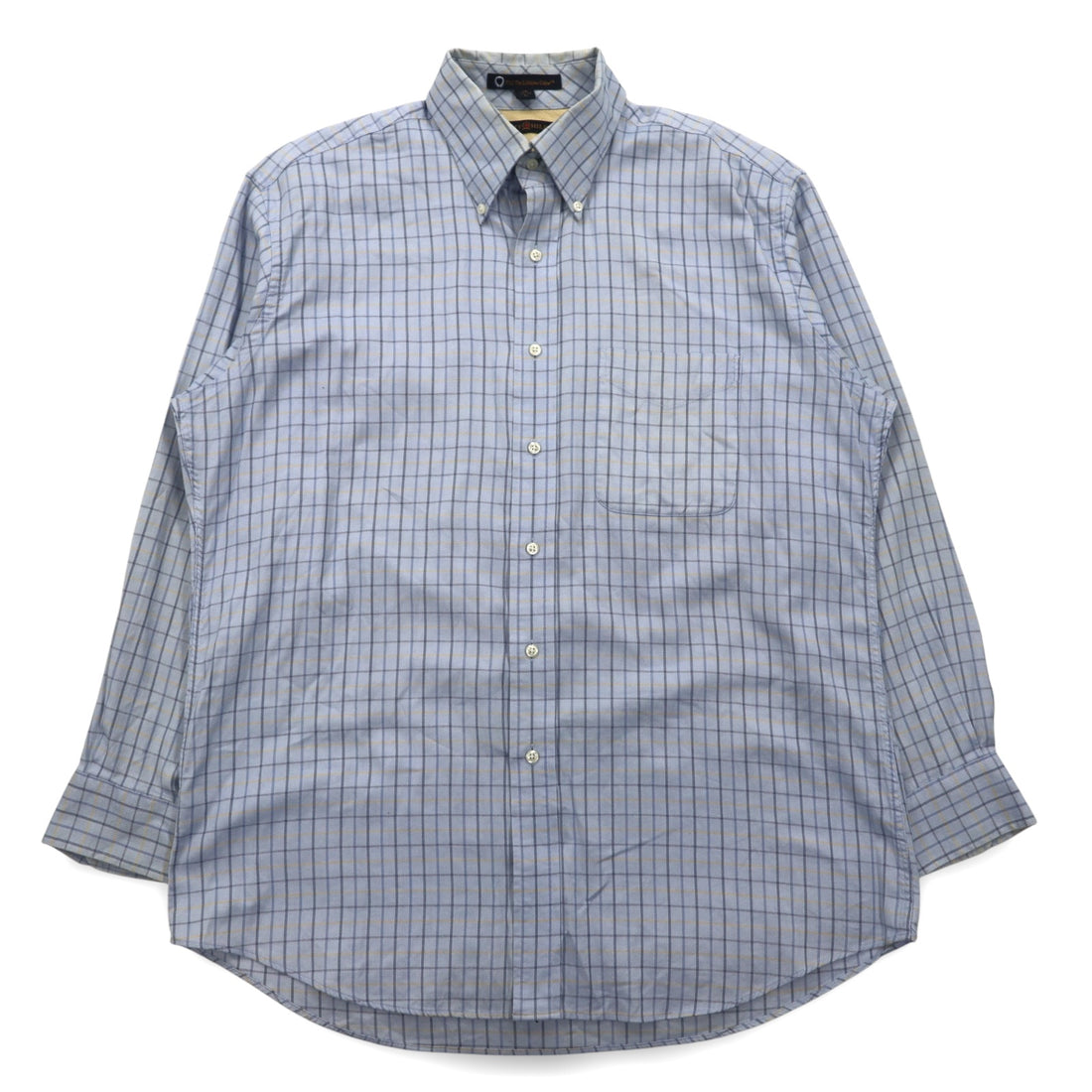 TOMMY HILFIGER 90s Big Size Button Down Shirt L Blue Windowpane Check