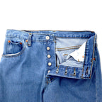 Levi's USA Made 90s 501 Denim Pants Size 32 Blue Ice Wash Cotton Button Fly 501-0193