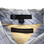 TOMMY HILFIGER 90s Big Size Button Down Shirt L Blue Windowpane Check